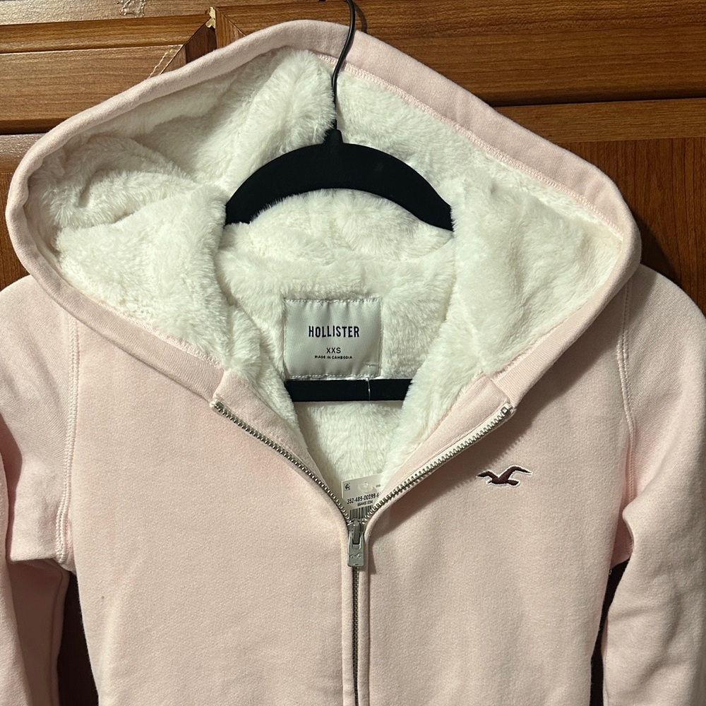 Hollister Light Pink Hoodie with Fleece Lining